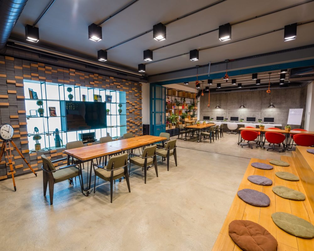 A modern interior design of an office