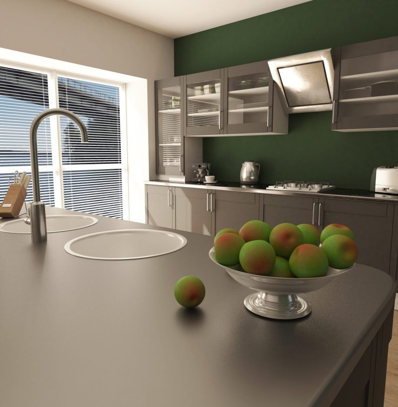 3D render of a contemporary kitchen interior